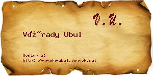 Várady Ubul névjegykártya